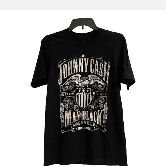 Men's JOHNNY CASH MAN IN BLACK Outlaw Music T-Shirt Medium Black NWT. Brand new - Picture 2 of 4